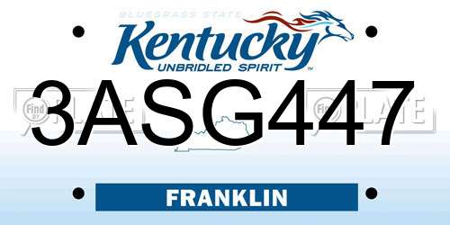 3ASG447 Kentucky License Plate