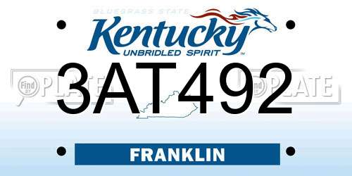 3AT492 Kentucky License Plate