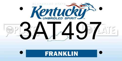 3AT497 Kentucky License Plate