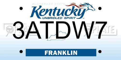 3ATDW7 Kentucky License Plate