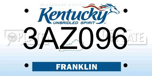 3AZ096 Kentucky License Plate