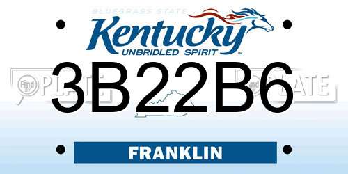 3B22B6 Kentucky License Plate