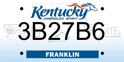 3B27B6 Kentucky License Plate