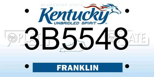 3B5548 Kentucky License Plate