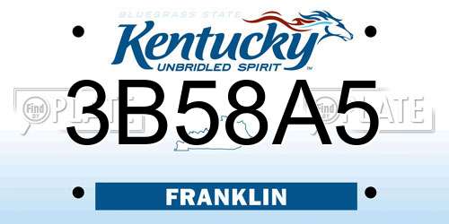 3B58A5 Kentucky License Plate