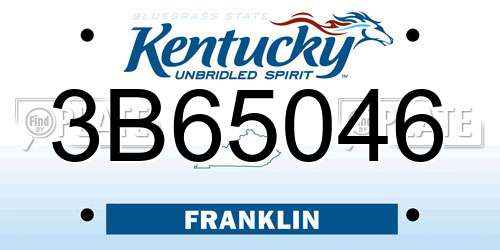 3B65046 Kentucky License Plate