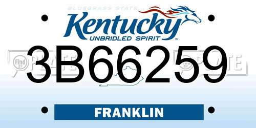 3B66259 Kentucky License Plate