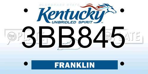 3BB845 Kentucky License Plate