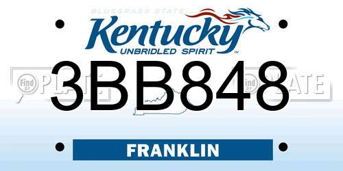3BB848 Kentucky License Plate