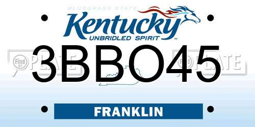 3BBO45 Kentucky License Plate