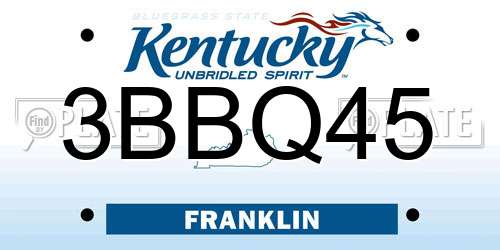 3BBQ45 Kentucky License Plate