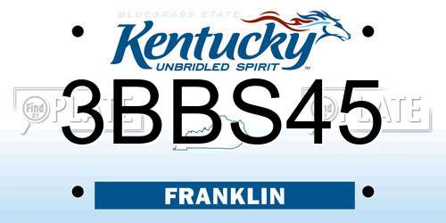 3BBS45 Kentucky License Plate