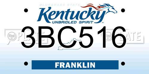 3BC516 Kentucky License Plate