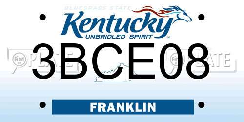 3BCE08 Kentucky License Plate