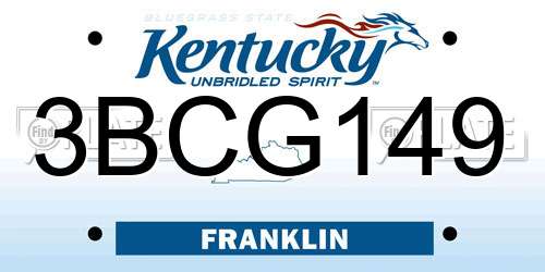 3BCG149 Kentucky License Plate