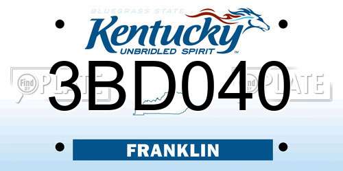 3BD040 Kentucky License Plate