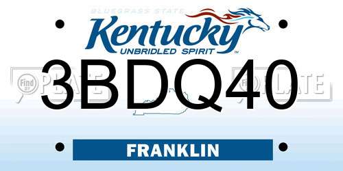 3BDQ40 Kentucky License Plate