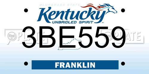 3BE559 Kentucky License Plate
