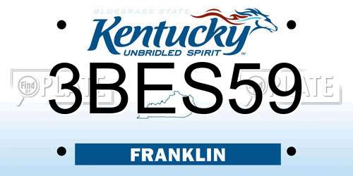 3BES59 Kentucky License Plate