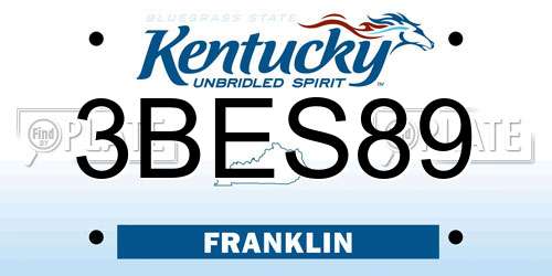 3BES89 Kentucky License Plate