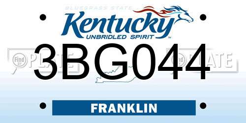 3BG044 Kentucky License Plate