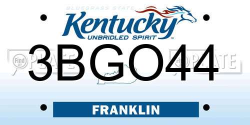 3BGO44 Kentucky License Plate