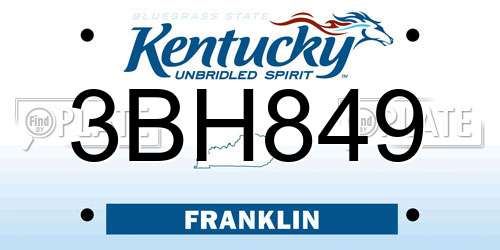 3BH849 Kentucky License Plate