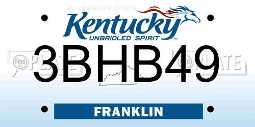3BHB49 Kentucky License Plate