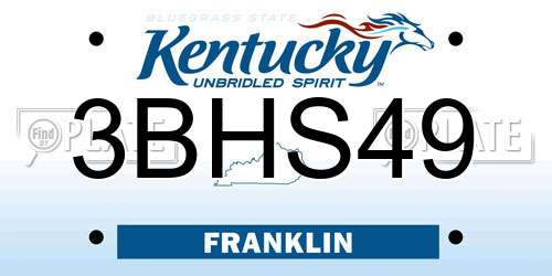 3BHS49 Kentucky License Plate