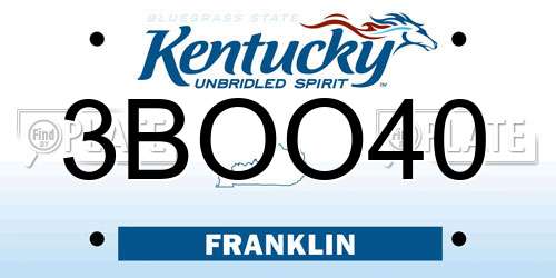 3BOO40 Kentucky License Plate