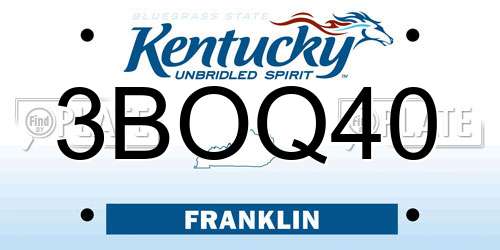 3BOQ40 Kentucky License Plate