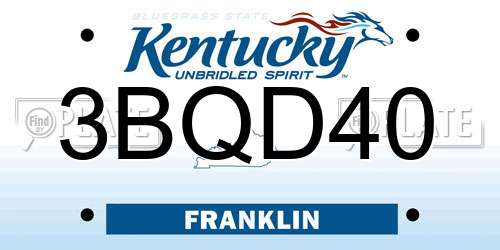 3BQD40 Kentucky License Plate