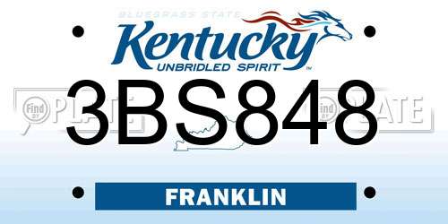 3BS848 Kentucky License Plate