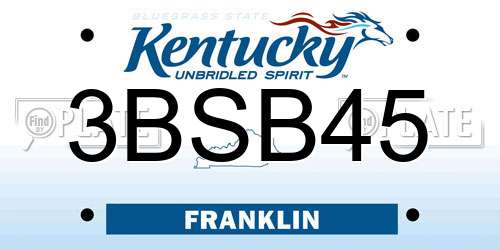 3BSB45 Kentucky License Plate