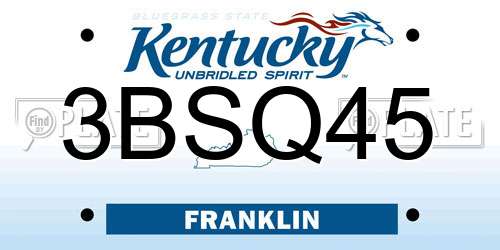 3BSQ45 Kentucky License Plate