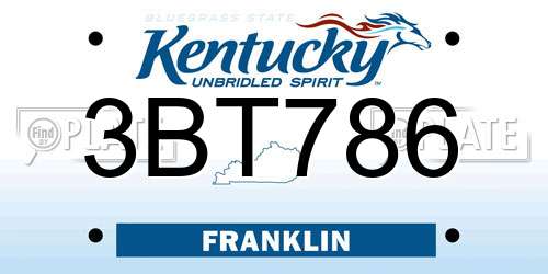 3BT786 Kentucky License Plate