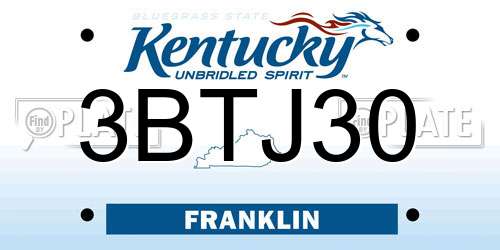 3BTJ30 Kentucky License Plate