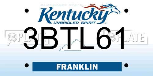 3BTL61 Kentucky License Plate