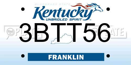 3BTT56 Kentucky License Plate