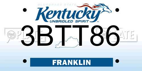 3BTT86 Kentucky License Plate