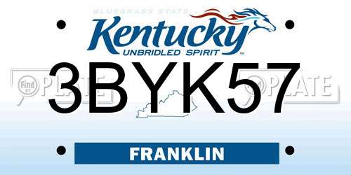 3BYK57 Kentucky License Plate
