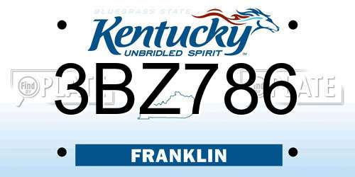 3BZ786 Kentucky License Plate