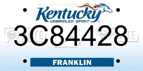 3C84428 Kentucky License Plate