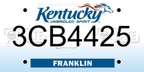 3CB4425 Kentucky License Plate