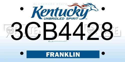 3CB4428 Kentucky License Plate