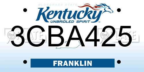 3CBA425 Kentucky License Plate