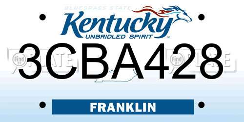 3CBA428 Kentucky License Plate