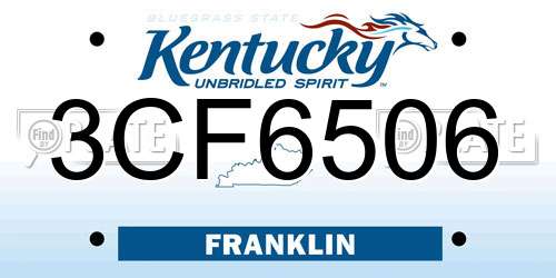 3CF6506 Kentucky License Plate