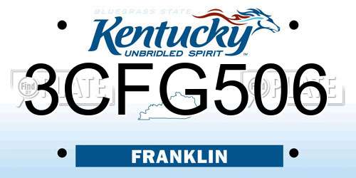 3CFG506 Kentucky License Plate