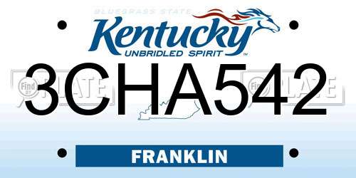 3CHA542 Kentucky License Plate